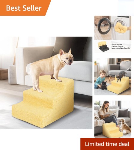 Sturdy beige step ramp for - 3-step,